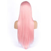 Image of Lace Front Synthetic Hair Chemical fiber high temperature silk wig front lace pink straight hair factory direct sales cross-border hot selling lace wig for women lady darger cosplay