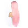 Image of Lace Front Synthetic Hair Chemical fiber high temperature silk wig front lace pink straight hair factory direct sales cross-border hot selling lace wig for women lady darger cosplay