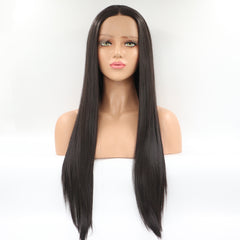 Wigs European and American fashion women's hair before the lace black long hair chemical fiber half mechanism headwear manufacturers wholesale