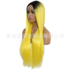 Image of Synthetic lace front wigs for women black ombre yellow long straight