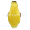 Image of Synthetic lace front wigs for women black ombre yellow long straight