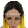 Image of Synthetic lace front wigs for women black ombre yellow long straight