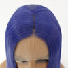 Image of Syntactic lace front wigs for women long straight blue color