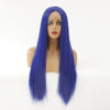 Image of Syntactic lace front wigs for women long straight blue color