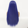 Image of Syntactic lace front wigs for women long straight blue color