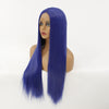 Image of Syntactic lace front wigs for women long straight blue color