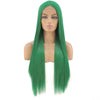 Image of Synthetic lace front wigs for women long straight green color