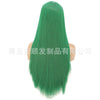 Image of Synthetic lace front wigs for women long straight green color