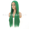 Image of Synthetic lace front wigs for women long straight green color