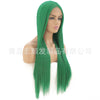 Image of Synthetic lace front wigs for women long straight green color