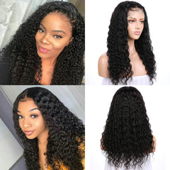 13*6 Lace front 130% curly human hair wig medium brown lace wig cap