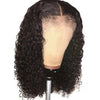 Image of 13*6 Lace front 130% curly human hair wig medium brown lace wig cap