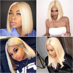 613 lace front human hair wig 13x4 bob 12inch 150%