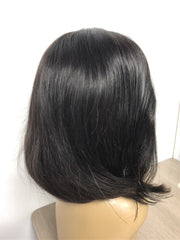 Natural Black lace Front real hair straight bob human hair Wig