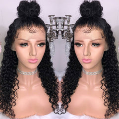 13*6 Lace front 130% curly human hair wig medium brown lace wig cap