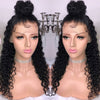 Image of 13*6 Lace front 130% curly human hair wig medium brown lace wig cap