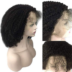 Kinky Curly Wigs Human Hair Lace Front Wigs 18 Inch 130% Natural Color