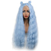 Image of Blue Cosplay Wig Long Straight Synthetic Lace Front Wig Blue Long Wigs