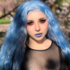 Blue Cosplay Wig Long Straight Synthetic Lace Front Wig Blue Long Wigs