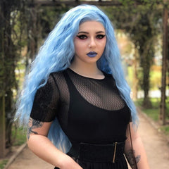 Blue Cosplay Wig Long Straight Lace Front Synthetic Wig Blue Long Wigs