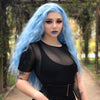 Image of Blue Cosplay Wig Long Straight Lace Front Synthetic Wig Blue Long Wigs