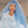 Image of Long Straight Synthetic Lace Front Wig Blue Long Wigs