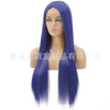 Image of Synthetic lace front wigs for women blue color long straight