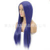 Image of Synthetic lace front wigs for women blue color long straight