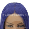 Image of Synthetic lace front wigs for women blue color long straight