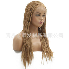 Synthetic lace front wigs for women dark yellow braided