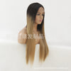 Image of Synthetic lace front wigs for women black ombre dark yellow long straight