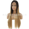 Image of Synthetic lace front wigs for women black ombre dark yellow long straight