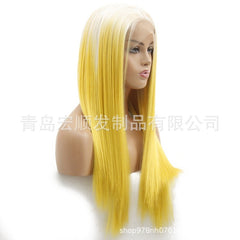 Synthetic lace front wigs for women ombre yellow long straight