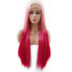 Synthetic lace front wigs for women ombre red long straight