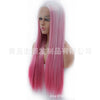 Image of Synthetic lace front wigs for women ombre dark pink color long straight