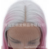 Image of Synthetic lace front wigs for women ombre dark pink color long straight