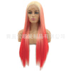 Image of Synthetic lace front wigs for women yellow ombre pink color long straight