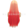 Image of Synthetic lace front wigs for women yellow ombre pink color long straight