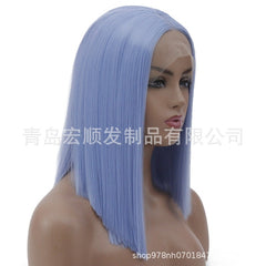 Syntactic lace front wigs for women special cut style light blue