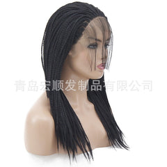 Syntactic lace front wigs for women short size black color braided