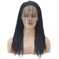 Syntactic lace front wigs for women short size black color braided