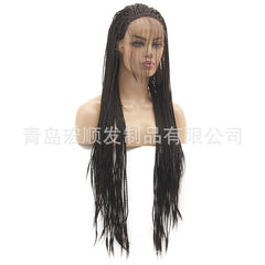 Syntactic lace front wigs for women braided long black color