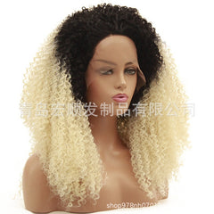 Syntactic lace front wigs for women kinky curly short bob ombre blonde color