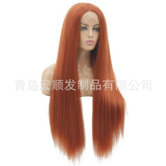 Syntactic lace front wigs for women cooper red color long straight