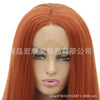 Image of Syntactic lace front wigs for women cooper red color long straight