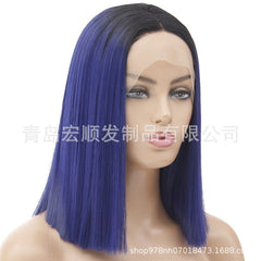 Syntactic lace front wigs for women short bob black ombre purple