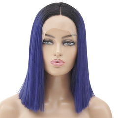 Syntactic lace front wigs for women short bob black ombre purple