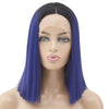 Image of Syntactic lace front wigs for women short bob black ombre purple