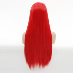 Syntactic lace front wigs for women long straight red