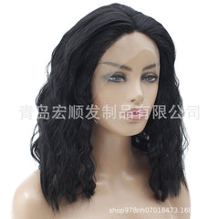 Syntactic lace front wigs for women short bob water wave